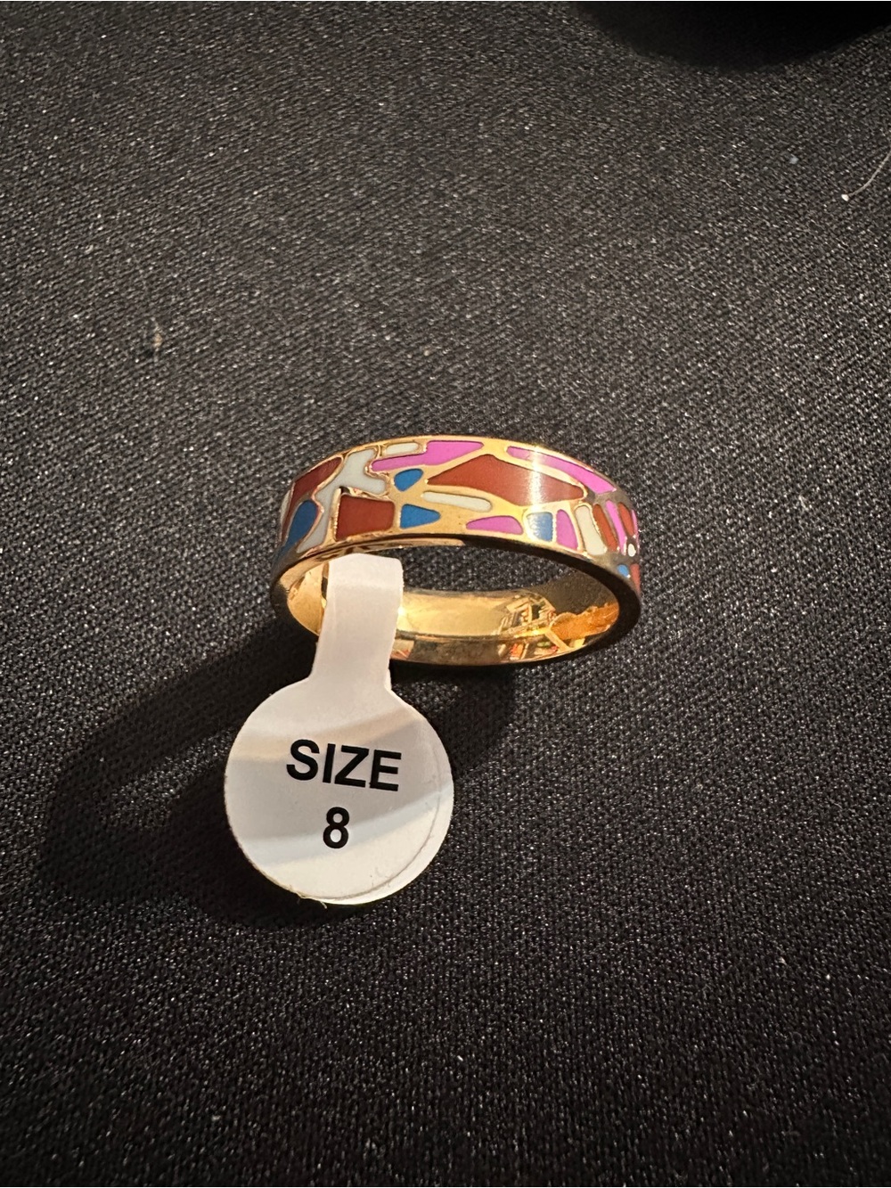 Gold Tone Multicolor Enamel Women’s Ring - Size 8
#2